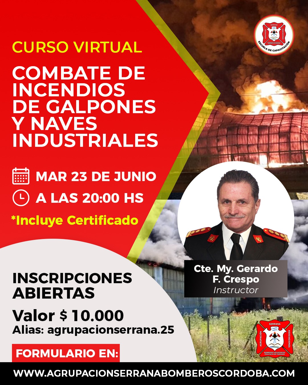Curso Virtual Incendios de Galpones y Naves Industriales  - Agrupación Serrana
