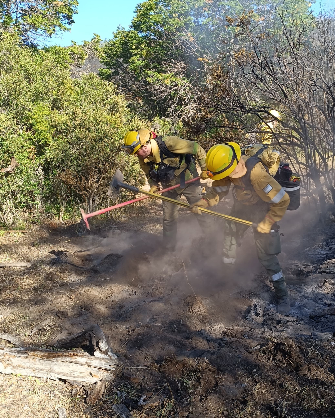 Tercer día de trabajo de la Agrupación Serrana en el Incendio "La Batea", Río Pico, Chubut