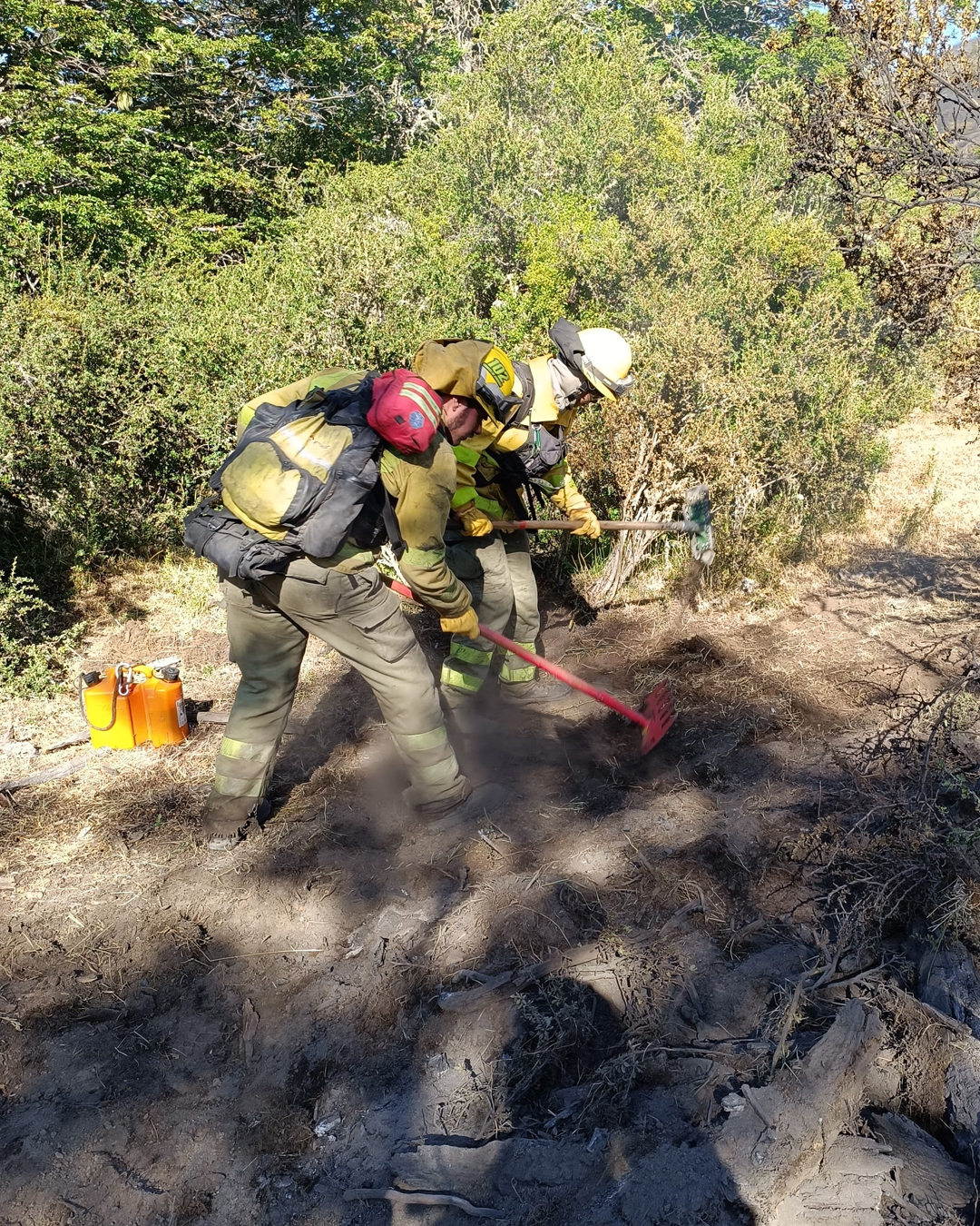 Tercer día de trabajo de la Agrupación Serrana en el Incendio "La Batea", Río Pico, Chubut