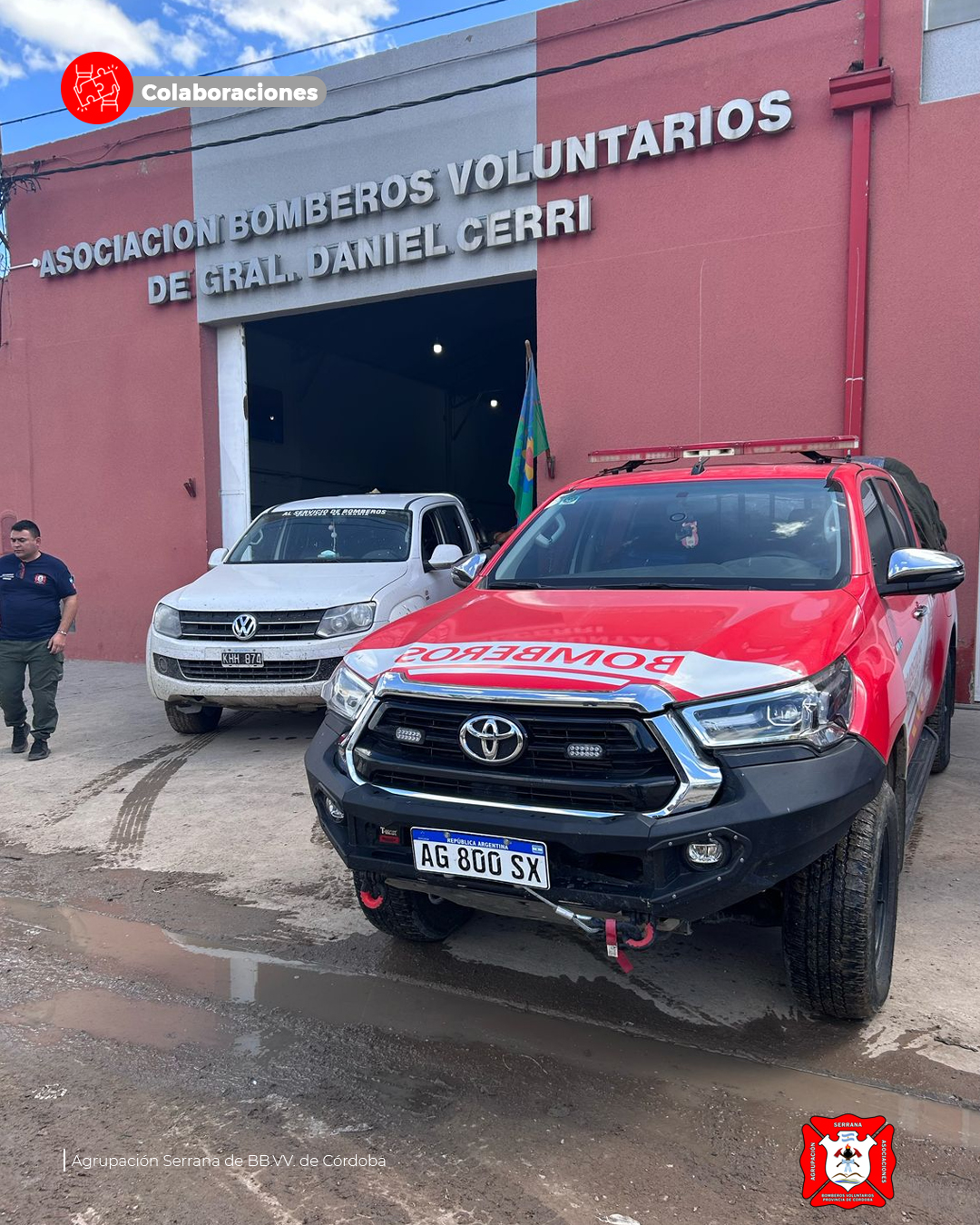 La Agrupación Serrana llevó donaciones a bomberos de Cerri tras la inundación