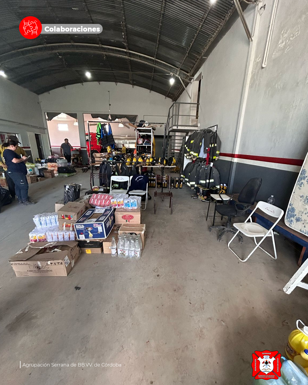 La Agrupación Serrana llevó donaciones a bomberos de Cerri tras la inundación
