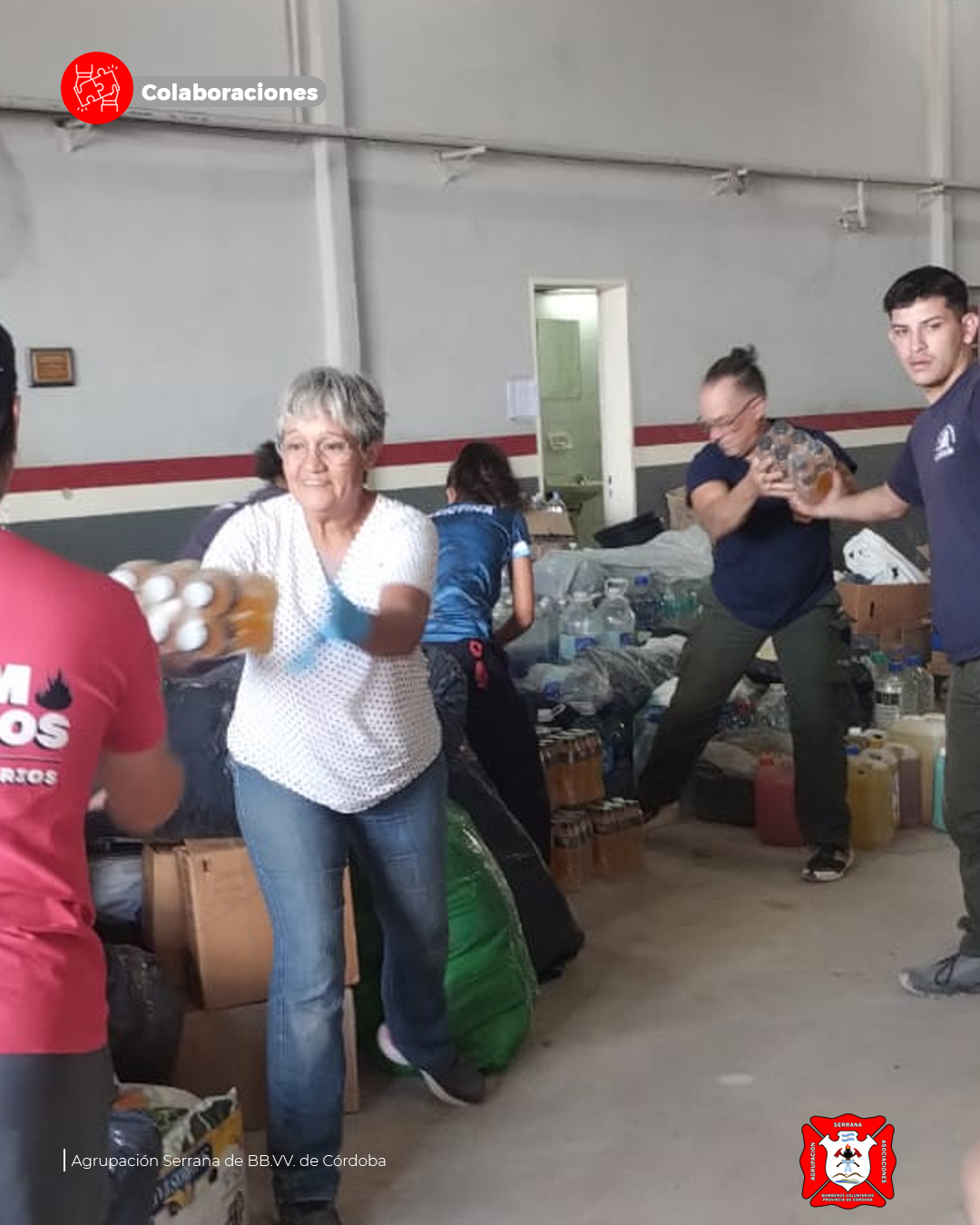 La Agrupación Serrana llevó donaciones a bomberos de Cerri tras la inundación