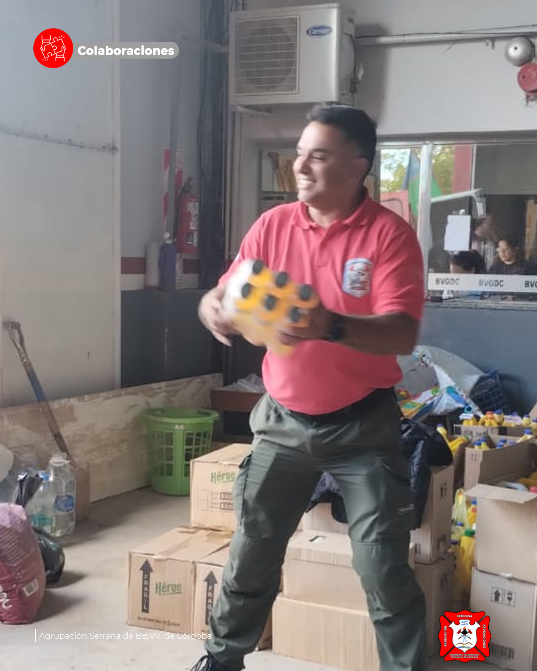 La Agrupación Serrana llevó donaciones a bomberos de Cerri tras la inundación