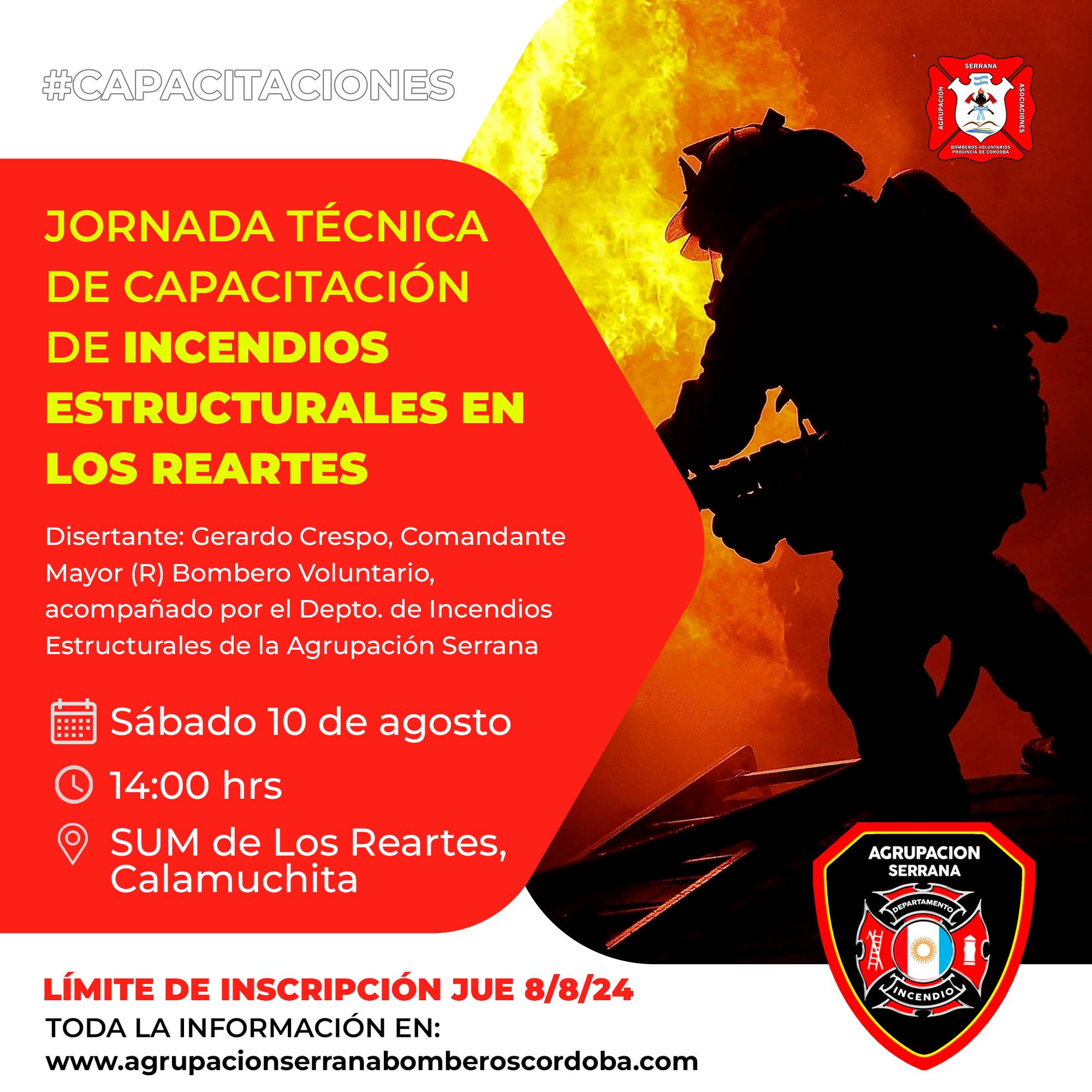 Jornada técnica de capacitación de incendios estructurales en Los Reartes
