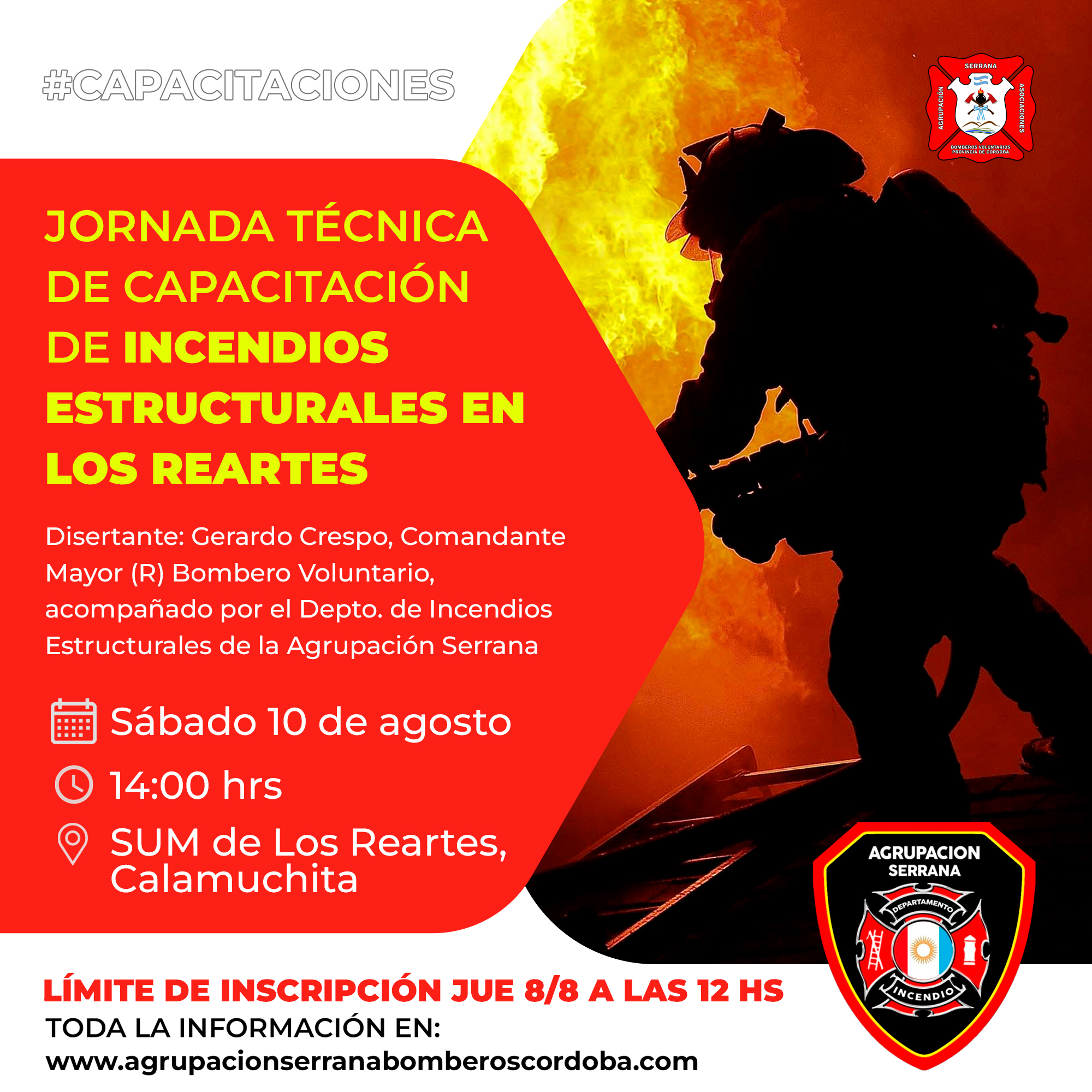 Jornada técnica de capacitación de incendios estructurales en Los Reartes