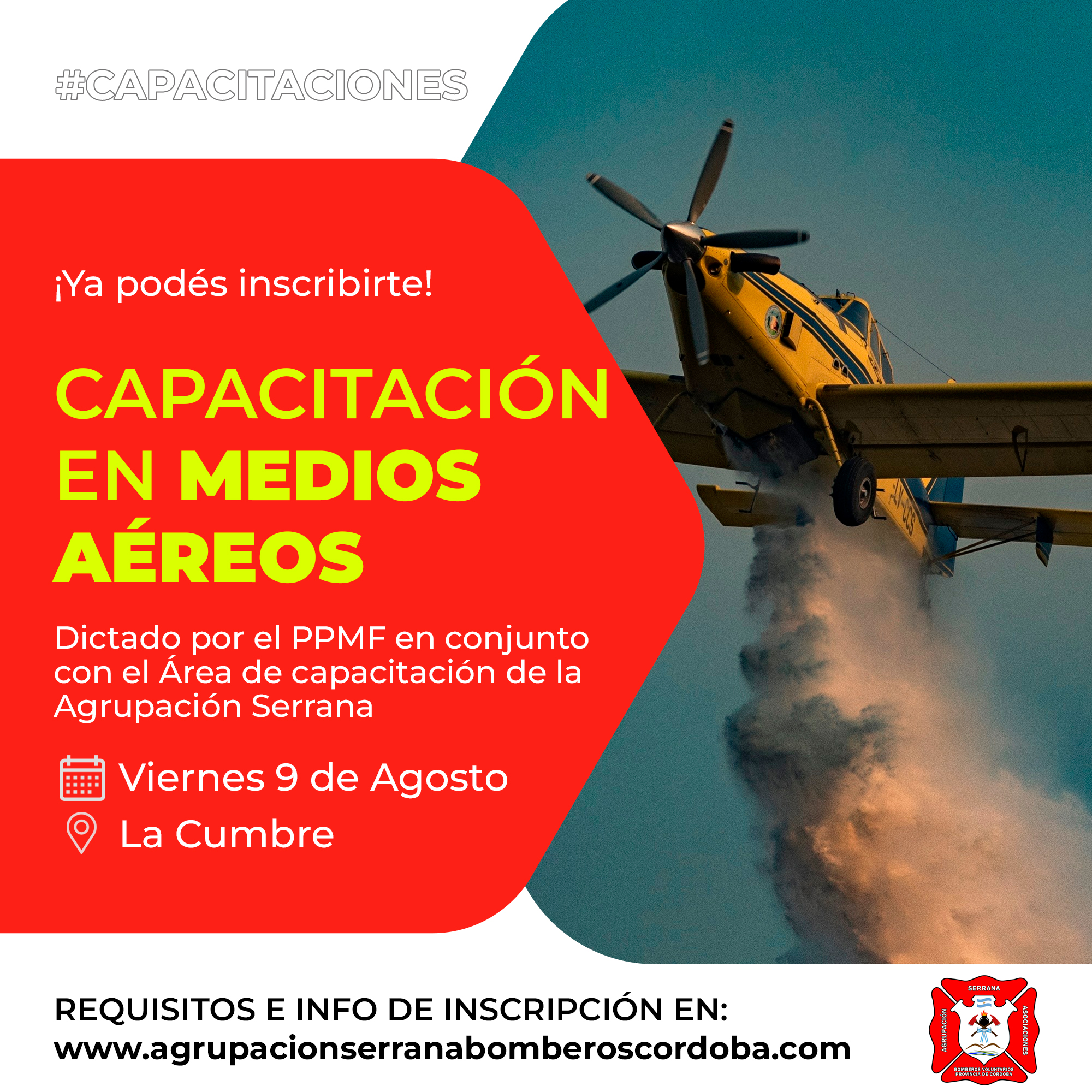 Curso de Medios Aéreos dictado por el PPMF y el Área de Capacitación de la Agrupación Serrana